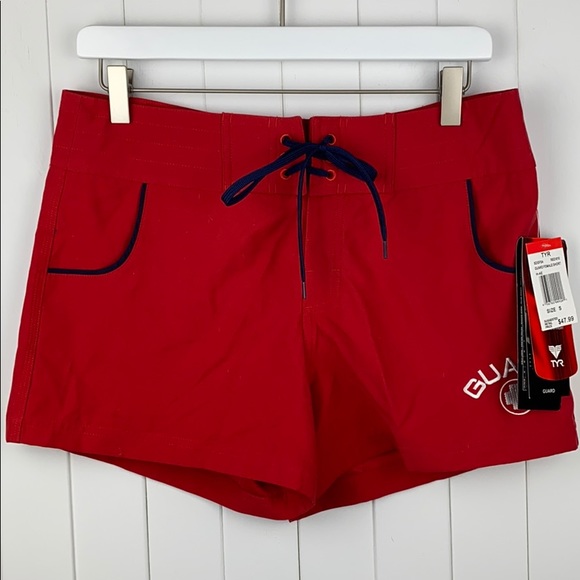 TYR Red Lifeguard Board Shorts. NWT. Size: S - Picture 1 of 8